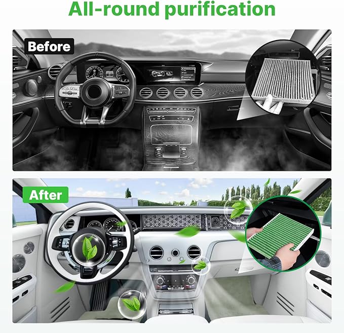 2-Pcs Cabin Air Filter Air Condition with Activated Carbon for Jeep Gladiator 20-2025 2026, Wrangler 18-2025 2026 (ONLY FIT 2.0L/3.6L/6.4L) Cabin Filter for 68301863AA Automotive Accessories