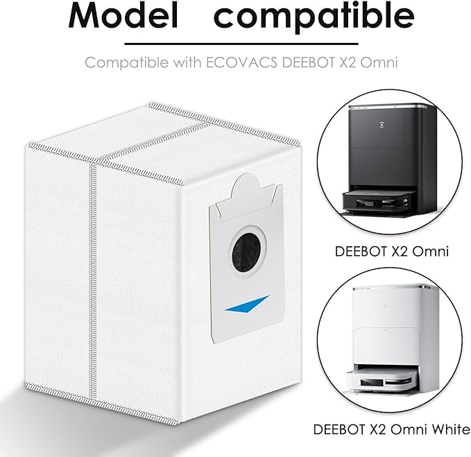 (15 Pack) T30S Replacement Dust Bags for ECOVACS DEEBOT T30S/ T30S Pro/ T30S AI/ T30S Care/ X5 Omni/ X5 Pro Omni/ X2/ X2 Omni/ DEX86 Vacuum Bag, Activated Carbon Disposal Bags (NOT FOR T30S COMBO)