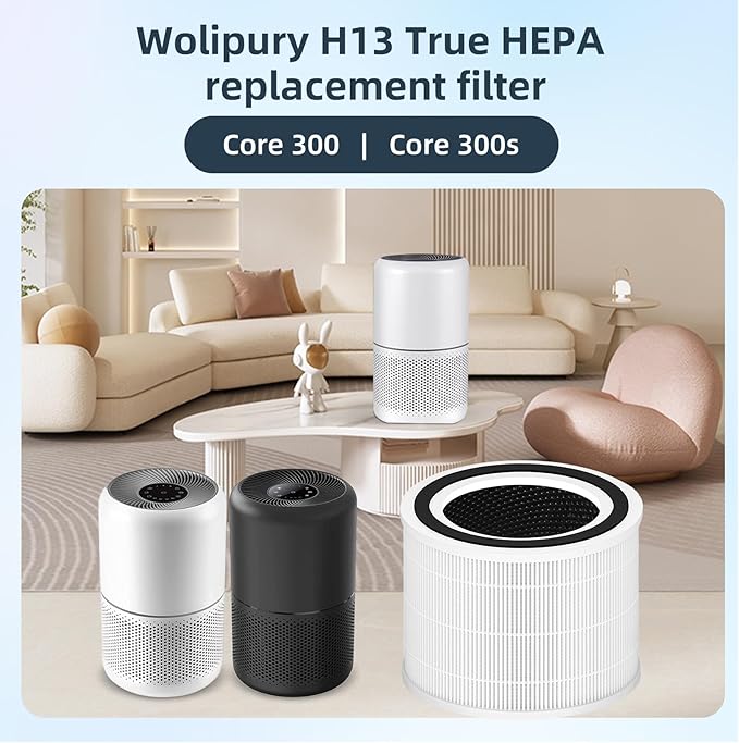 Core 300 Replacement Filter for LEVOIT Core 300-P Air Purifier, 3-in-1 H13 True HEPA Replacement Filter,Activated Carbon Filtration System，2 Pack