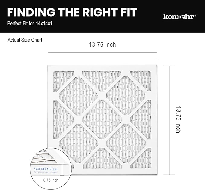 14x14x1 Air Filter MERV 13 (2-Pack), HVAC/Furnace AC Filter Replacement, Dust Defense–Comparable with MPR 1500-1900 & FPR 10 (Actual 13.75x13.75x0.75)