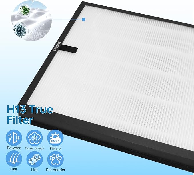 2 Pack HAP603 Replacement Filter Compatible with ECOSELF HAP603WF & HAP603 Air Purifi-er, H13 True Filter with Activated Carbon Replacement Filte