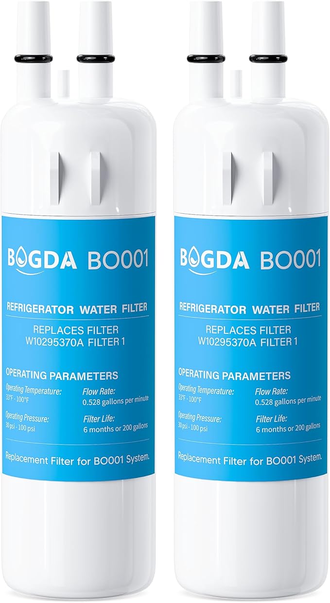BOGDA W10295370A Water Filter Replacement Fit for EDR1RXD1, WHR1RXD1, Filter 1, W10295370, KAD1RXD1, P8RFWB2L, P8WB2L, P4RFWB, P5WB2L, 46-9081, 46-9930 Compatible with Whirl-pool Ken-more (2 Filters)