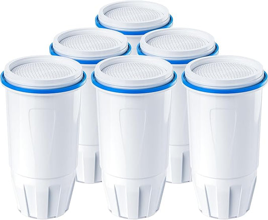 Water Filter Replacement Compatible with Zero Pitcher and Dispensers ZR-001, ZR-017, ZP-006 ZD-013, Reduces Lead,TDS, PFOA/PFOS, Chlorine and More, by NUTTUTO, Pack of 6
