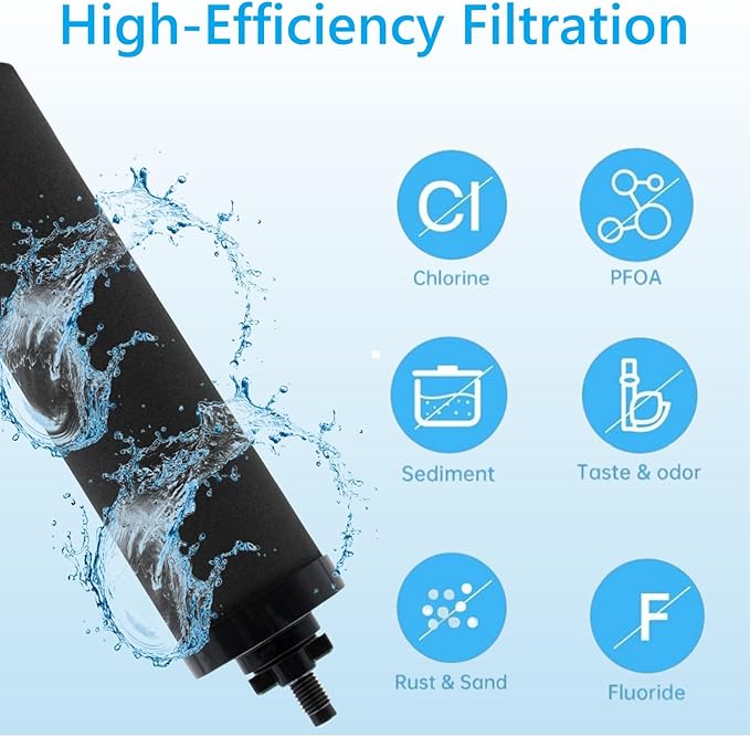 Water Filters Replacement for Berkey, 4 Pack Black Purification Elements for BB9-2 Gravity Filtration System