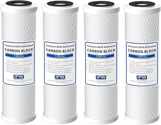 IPW Industries Inc Set of 4 Compatible for Water Filter GE GXWH04F, GXWH20F, GXWH20S & GXRM10 Multi-Pack, Carbon Block Replacement Cartridge