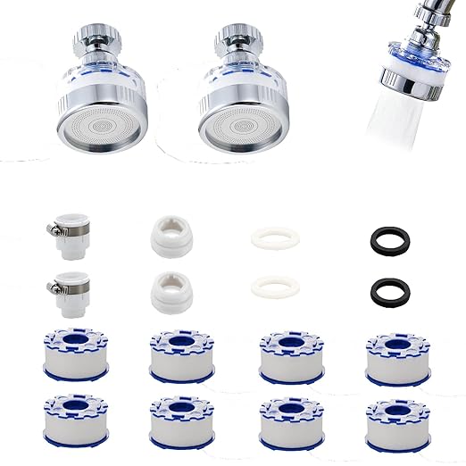 Kitchen Faucet Filter, 360° Rotating for Household Kitchen tap Water, Splash-Proof and Pressure-Increasing Filter for Sink Faucet, Shower Head. (Short Style-2)