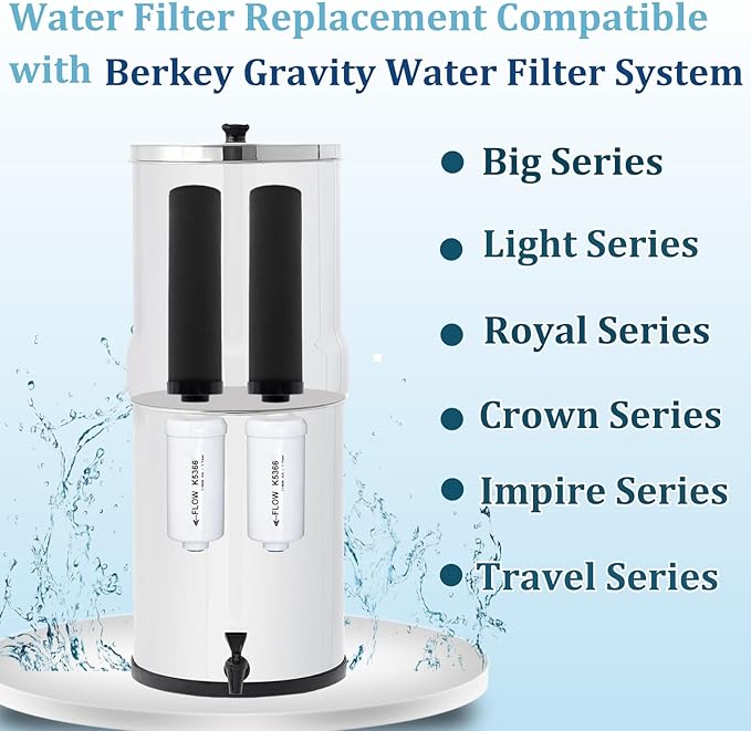 Water Filter Replacement for Berkey, Gravity Water filtration System Refill for BB9-2 Black Filters & PF-2 Fluoride Filters Compatible with Berkey Light/Crown/Imperial/Big/Travel/Royal Series