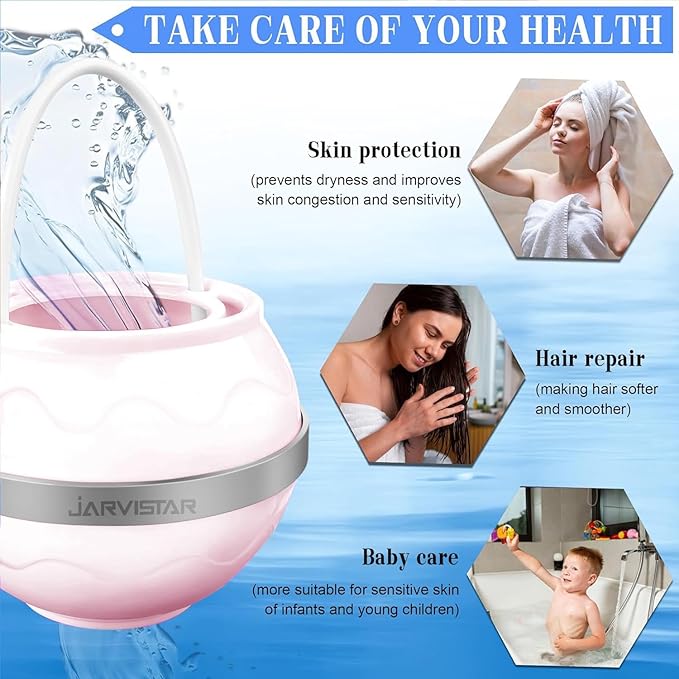 Bath Filter for Tub Faucet - 2500 Gallons of Filtration Reduces Contaminats - Reusable Hanging Bathtub Water Filter - No Installation Needed for Home Use, BPA-Free, Pink