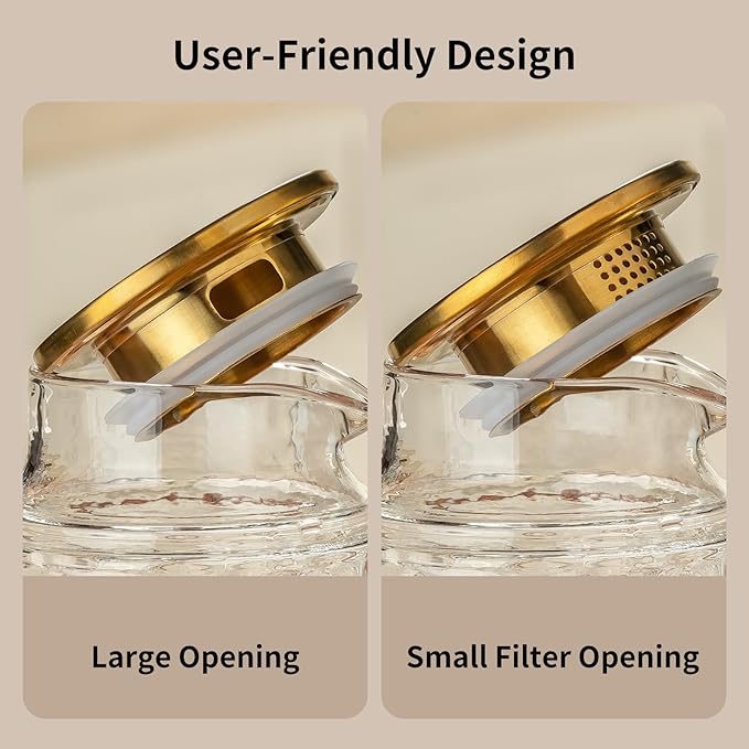 Glass Pitcher with Lid,84 oz/2.5 Liter Vintage Water Pitcher, Clear Borosilicate Glass Water Carafe for Cold Brew, Coffee, Lemonade, Iced Tea, Juice, Beverage, Heat Resistant Water Glass Jug