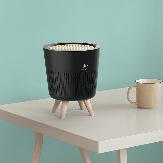 M-002B HEPA Air Purifier with H13 True HEPA Filter, Cypress Wood Filter, Auto Sleep Mode, Filters 99.97% Pollen, Smoke, Perfect for Office and Bedroom, Made in Korea - Black