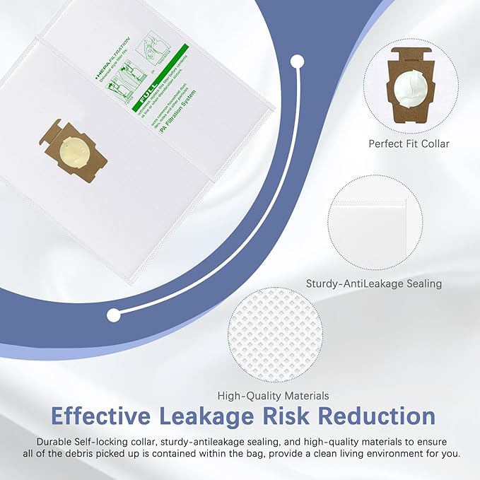 14 Pack 204814 Micron Magic HEPA Filter Plus Bags fit for kirby Part 205811 204814 204811 Universal Cloth Bags and All Kir-by Sentria Vacuum G Series, Avalir Models