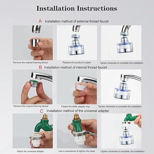 Kitchen Faucet Filter, 360° Rotating for Household Kitchen tap Water, Splash-Proof and Pressure-Increasing Filter for Sink Faucet, Shower Head. (Short Style-1)