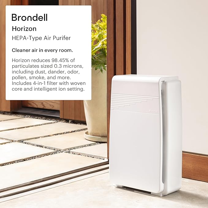 Brondell Horizon O2+ Air Purifier P200, 5 Stage Filtration System Filter and Intelligent Ion Technology – 560sf - CARB Certified