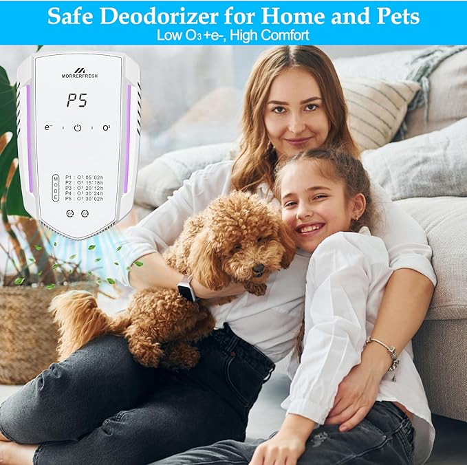Ozone Odor Eliminator for Strong Odor 99% Cat Litter Deodorizer Dog Poof Odor Removal Air Ionizers for Home Portable Air Purifier for Pets Toilet Wardrobe Shoe Garage Room Cabinet White