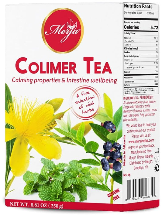 Merja Herbs Colimer Tea - Colon Support & Cleanse & Detox - Helps in Constipations - Caffeine Free - 100% Natural & Premium Quality 250gr 8.82 oz
