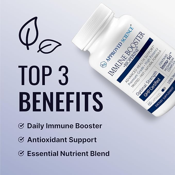 Approved Science® Immune Booster - Extra Strength Support - Elderberry Extract, Echinacea, Vitamin D3 and C, Zinc - All Natural - 360 Capsules - 6 Month Supply