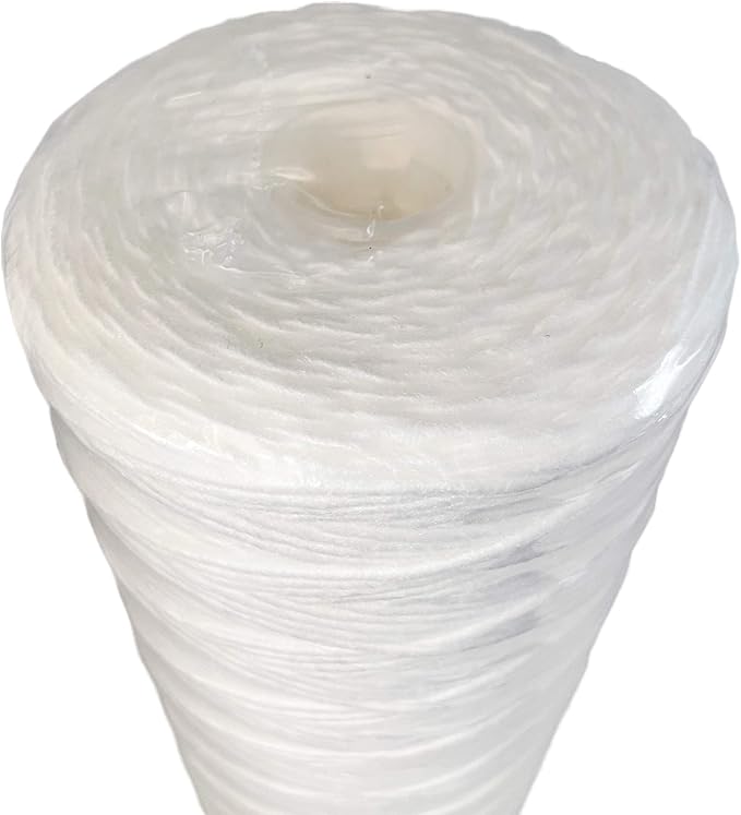 IPW Industries Inc. 4-Pack 5 Micron Whole House Sediment Water Filter - 10" x 4.5" String Wound Water Filter - Fits Most 10" Water Cartridge Housings