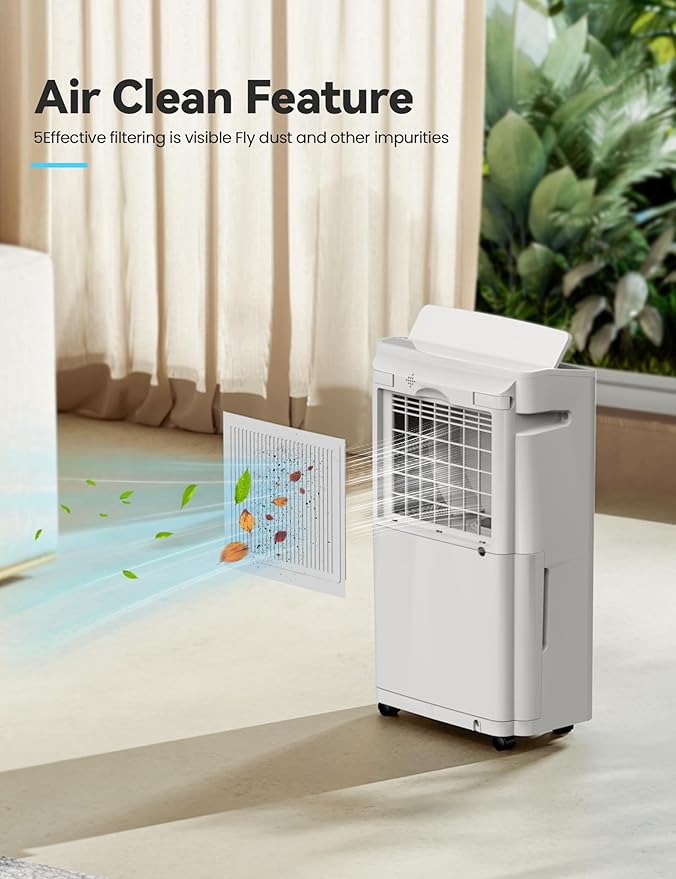 4500 Sq. Ft Dehumidifier for Basement, 50-70 Pints Large Dehumidifiers for Home with drain hose and 5L Water Tank, Moisture Removal for Whole House, Large Room, and Intelligent Humidity Control