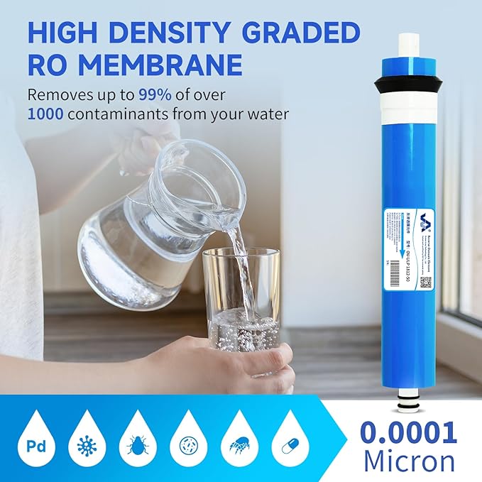 50 GPD RO Membrane Filter Replacement, Reverse Osmosis Membrane Element 11.75" x 1.75" Water Filter Replacement for Undersink Home Drinking RO Water Filtration System