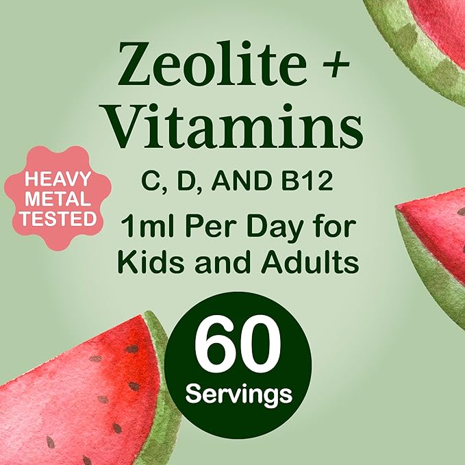 Zeolite Detox for Kids, Gentle Daily Cleanse with Clinoptilolite Zeolite, Methyl B12, Vitamins C & D3, Heavy Metal Tested, Dye-Free, Mom-Owned Small Business, 2 Fl Oz Drops