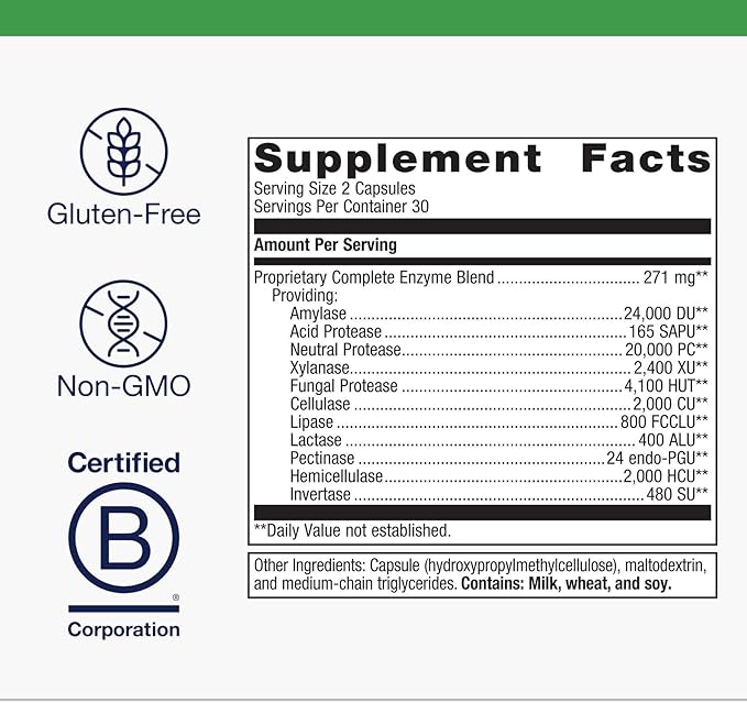 Metagenics SpectraZyme Complete Enzyme Complex - Digestive Enzymes Supplement - Digestive Health for Men & Women* - Non-GMO - 60 Capsules