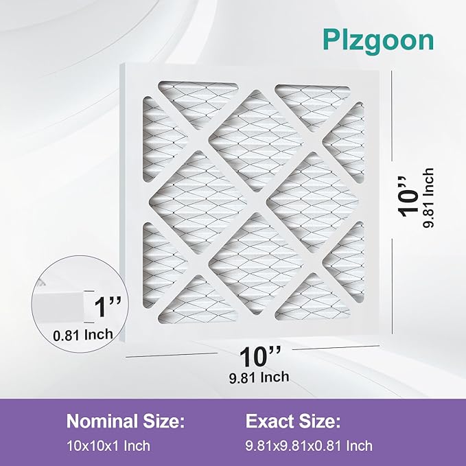 10x10x1 Air Filter MERV 11 (4 Pack) MPR 1000 Pleated Air Conditioner Filter for Home HVAC AC Furnace Filter (Exact Dimensions: 9.81"L x 9.81"W x 0.81"Th)