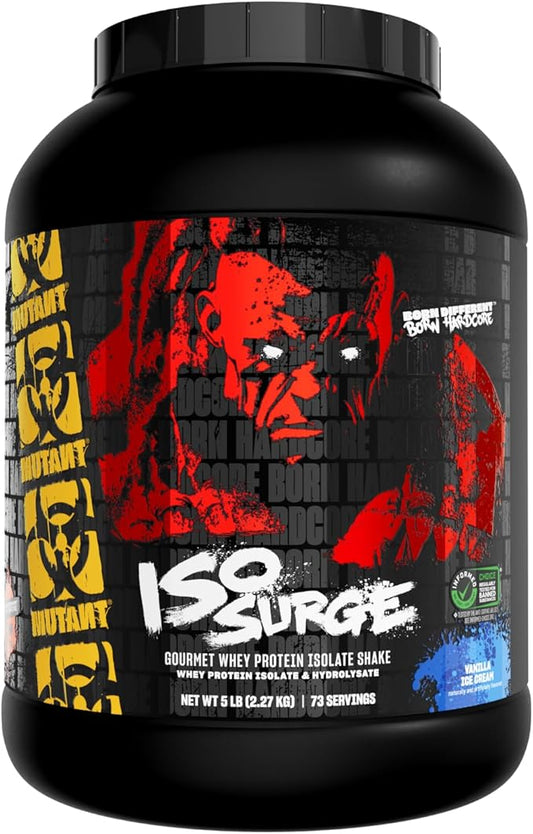 Mutant ISO Surge Whey Protein Isolate Powder Acts Fast to Help Recover, Build Muscle, Bulk and Strength, 5 lb - Vanilla Ice Cream