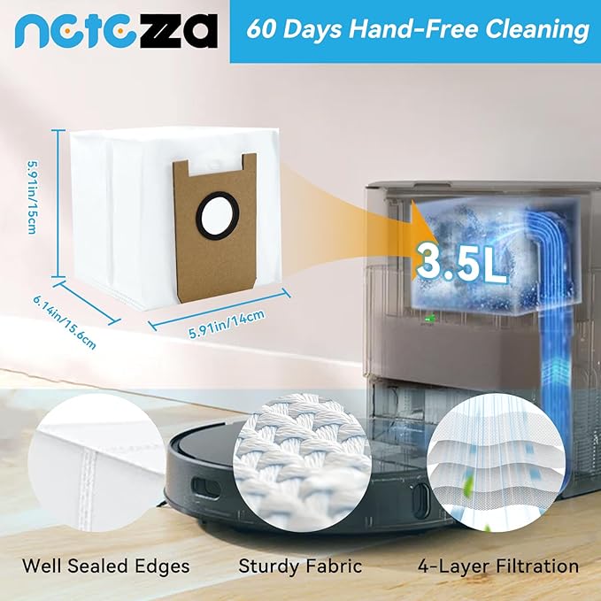 T20 Accessories Replacement Compatible with Airrobo T20+ Robot Vacuum Cleaner, 1 Main Brush, 2 HEPA Filters, 4 Dust Bags, 4 Mop Pads, 4 Side Brushes, T20+ Replacement Parts