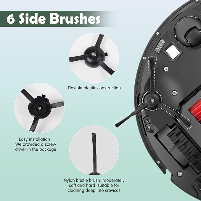 Q5 Pro Accessories Kit Replacement Compatible with Roborock Q5 Pro / Q5 Pro+ / Q8 Max / Q8 Max+ Robot Vacuum, 1 Dual Main Brush, 4 Mop Cloth Pads, 6 Side Brushes, 4 Washable Filter, 1 Tool