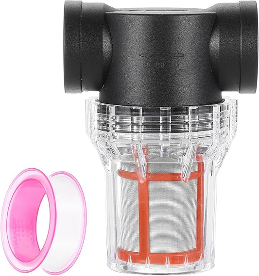 uxcell Pressure Washer Filter 1" NPT Female Thread, Inline Mesh Strainer Attachment, Stainless Steel Screen with Sealant Tape for Outdoor Gardening Inlet Water (Size:200 Mesh)