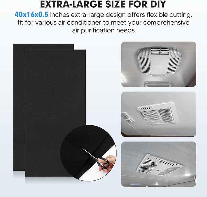 2-PACK RV A/C Filter 16 x 40 x 1/4 Inches Can Cut to Fit RV Air Conditioner Replacement for Motorhome Travel, Travel Trailers, Camper RV Air Conditioner Replacement Filters