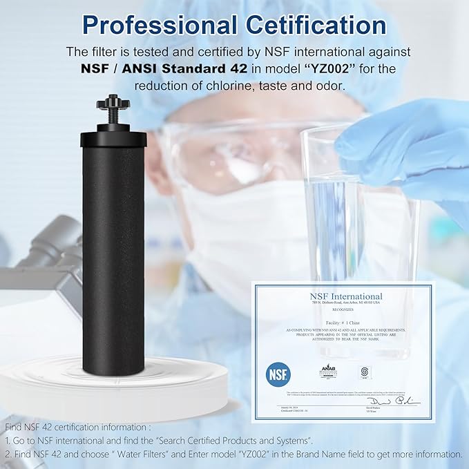 Water Filter Replacement for Berkey, Black Purification Elements, Activated Carbon Filters, Compatible with Berkey Gravity Water Filter System, Pack of 2