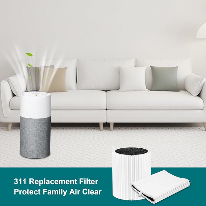 CERO 2 Pack 311 Auto Replacement Filter Compatible with Blueair Blue Pure 311 Auto Air Purifier, 2 in 1 Filter Replacement, Particle and Activated Carbon