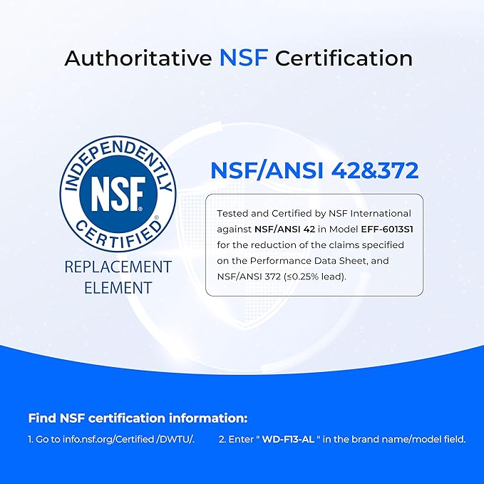 Waterdrop 𝐀𝐥𝐤𝐚𝐥𝐢𝐧𝐞 WD-F13 Replacement for GE® MWF®, SmartWater® MWFP, MWFINT, MWFA, GWF, HDX FMG-1, GSE25GSHECSS, WFC1201, RWF1060, 𝐄𝐧𝐡𝐚𝐧𝐜𝐞𝐬 𝐩𝐇 Refrigerator Water Filter