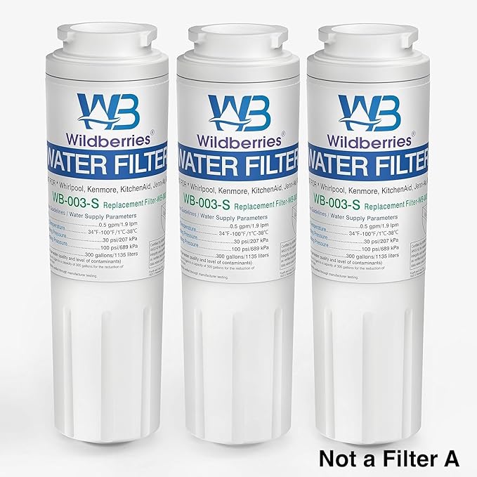 Wildberries UKF8001 Refrigerator Water Filter 4, Replacement for Whirlpool®, EveryDrop® EDR4RXD1, WHR4RXD1, 4396395, WRF555SDFZ00, WRF535SWHZ00, FMM-2, 46-9006, UKF8001AXX-750,UKF8001AXX-200, 3-PACK