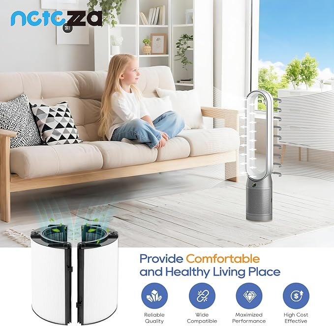 TP07 Replacement Filter Fit For Dyson TP07 TP10 TP06 HP06 TP04 HP04 PH02 PH01 PH03 PH04 HP09 TP09 HP07 HP10 Air Purifier, 360° Combi Glass Efficient and Activated Carbon Filter