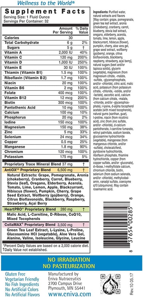 Eniva Vibe Fruit & Veggie Full Spectrum Daily Liquid Multi Vitamin Minerals and Omega 3s Combo Pack