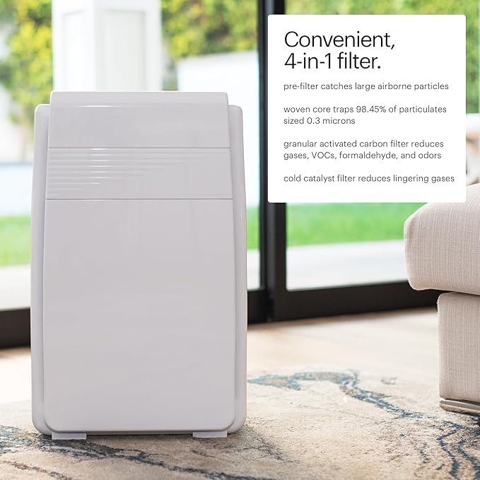 Brondell Horizon O2+ Air Purifier P200, 5 Stage Filtration System Filter and Intelligent Ion Technology – 560sf - CARB Certified