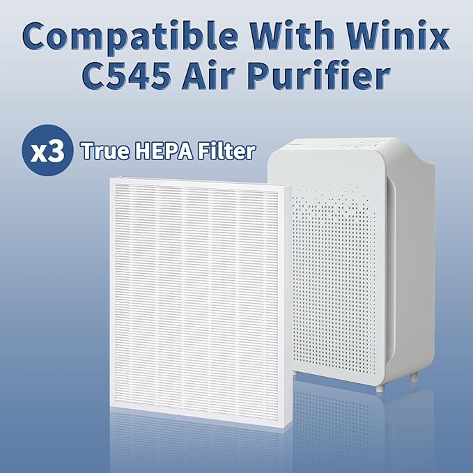 3 Pack C545 True HEPA Replacement Filter S Compatible with Winix C545, B151, P150, 9300 Air Purifier Replacement for Winix S Filter Part 1712-0096-00 and 2522-0058-00 by Funmit