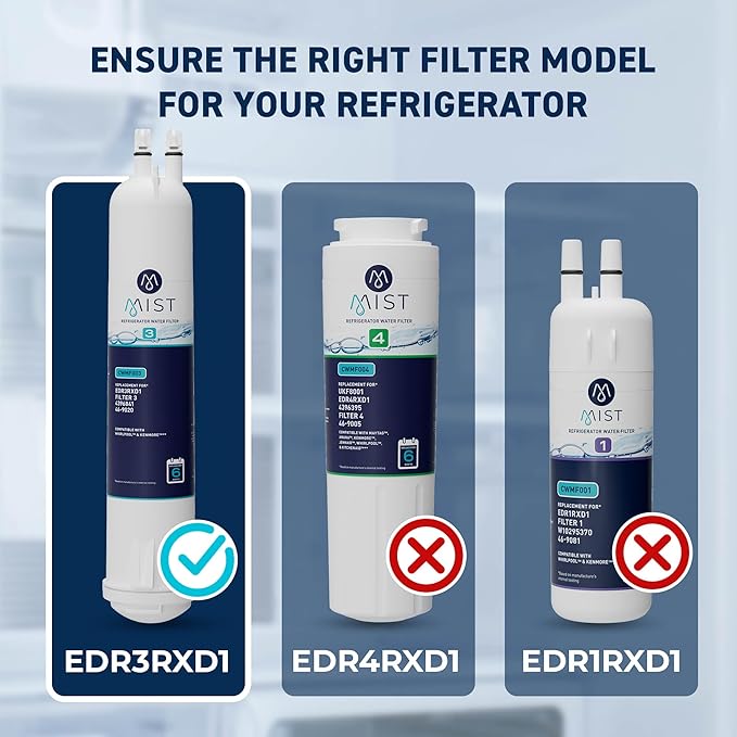 Mist EDR3RXD1 Refrigerator Water Filter Replacement for EveryDrop Filter 3, Whirlpool 4396841, 4396710, Kenmore 46-9030, 46-9083 – NSF 42 Certified – 1 Pack