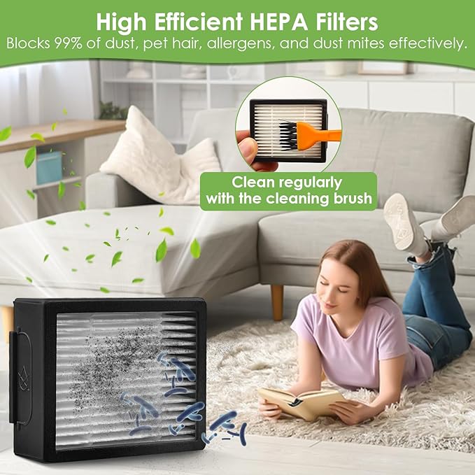 20 Pack Replacement Parts for iRobot Roomba i3 i3+ i7 i7+ i4 i6 i6+ i8 i8+/Plus E5 E6 E7 J7 i5 j5+ I, E &J Series Robot Vacuum Cleaner, 2 Sets Roller Brush, 8 HEPA Filters and 8 Side Brushes