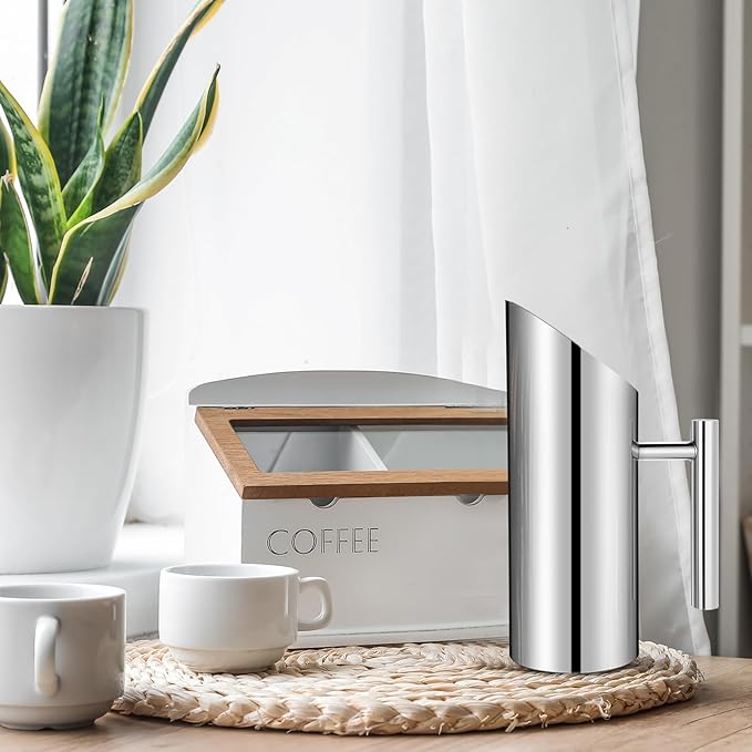 3 Pack Stainless Steel Water Pitcher 33 oz / 1 L Modern Metal Pitcher with Ice Guard Silver Carafe Drink with Handle or Iced Hot Drink Tea Juice Coffee Beer