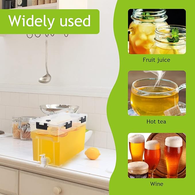 1.5 Gallon Drink Dispenser For Fridge,Beverage Dispenser With Spigot. Milk,Lemonade Dispenser,Juice Containers With Lids For Fridge, Parties And Dairly Use，100% Sealed And Filter screen