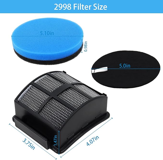 2998 Replacement Filter for Bissell 2998 MultiClean Lift-Off Pet Vacuum, Compatible with Bissell 2998 31259 31269 2999 2849 3000 3057 28492 3399 2852 3125W 28524 2920 3059 Vacuum