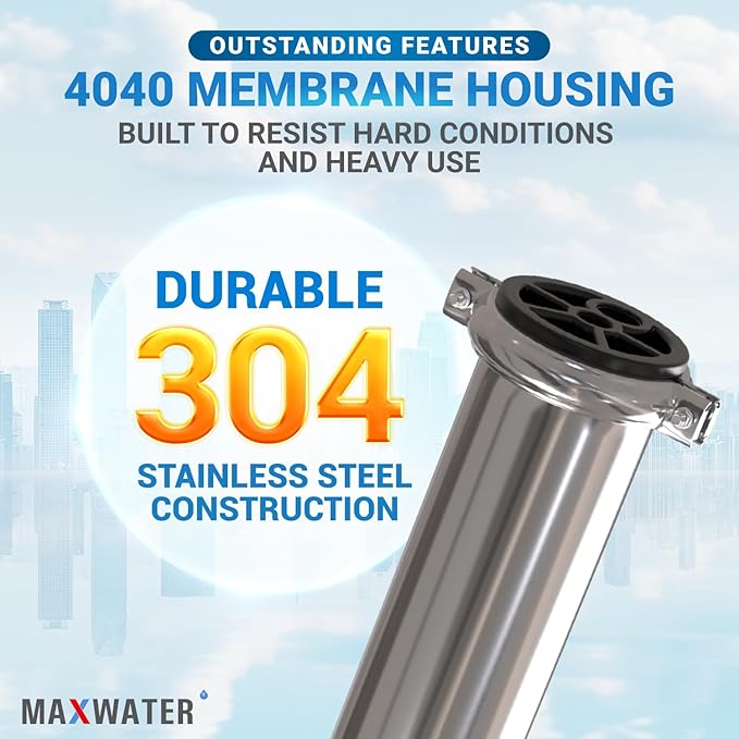 Max Water - Heavy Duty - Reverse Osmosis 4040 Membrane Housing - 4" x 40" good for industrial use - 4040 housing