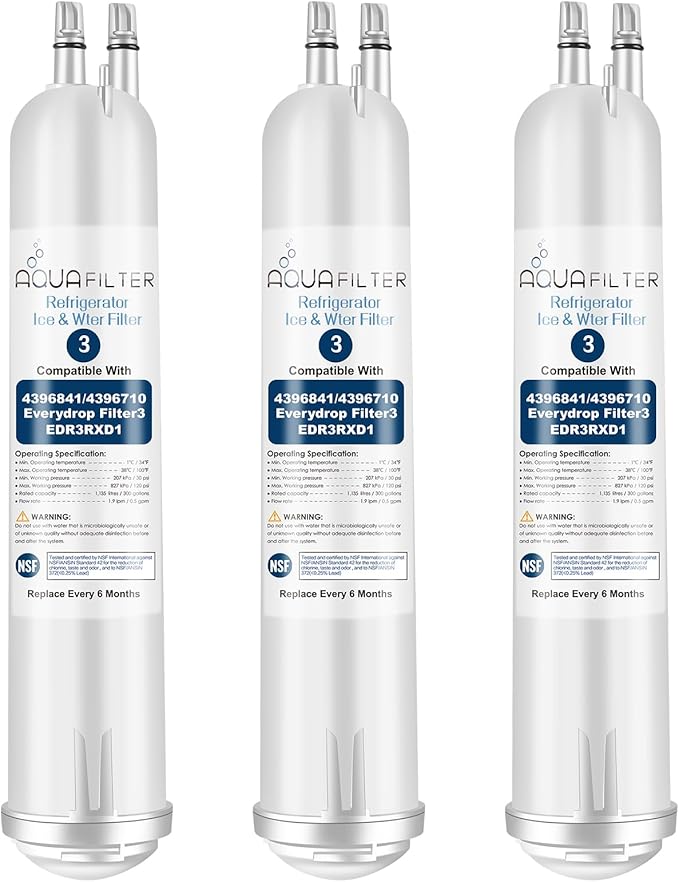 FILTER3 4396841 Refrigerator Water Filter Replacement Compatible with 4396841 4396710 EDR3RXD1 EDR3RXD1B Filter 3 P1WB2 P2RFWG2, 46-9030, Pur W10121145 W10121146 (3-PACK)
