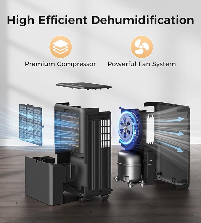 2000 Sq.Ft Dehumidifier for Basement, 30 Pints Dehumidifiers for Home with Drain Hose, 0.52 Gal Water Tank, Intelligent Humidity Control, Auto Shut Off, For Large Rooms and Home