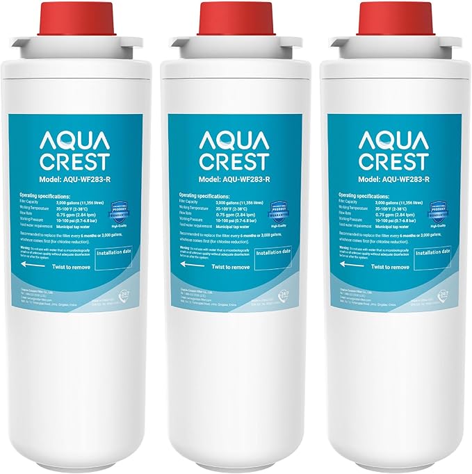 [WITH CHIP] AQUA CREST WF283-R Replacement for Elkay® 51300C, Compatible with Elkay® ezH20® and Halsey Taylor® Bottle Filling Stations, NSF/ANSI 42, Reduces Chlorine, Bad Taste & Odor, 3 Pack