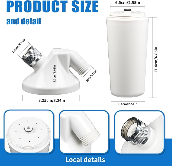 AQ-4125 Shower Water Filter (with Connector), Compatible with Aquasana AQ-4125、AQ-4100、 AQ-4100NSH、 AQ-4105, with Advanced KDF Filtration Material, Filters Over 90% of Chlorine.
