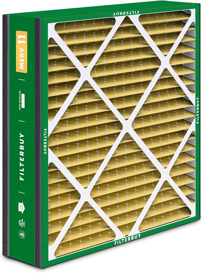 Filterbuy 20x25x5 Air Filter MERV 11 (MPR 1200) Allergen Defense (2-Pack), Pleated HVAC AC Furnace Filters for Trion Air Bear, Generalaire, Skuttle, and More (Actual Size: 19.63 x 24.13 x 4.88)